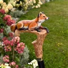 Hand-Painted Fox Walking Cane, Fashion Hand-painted Luxury Walking Stick