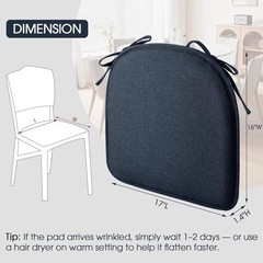 Chair Cushions, 4 Pack Memory Foam Chair Pads, Thin Seat Cushion, Dark Blue