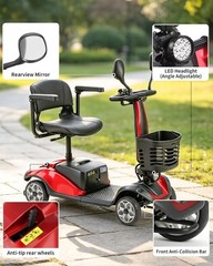 300Lbs Electric Mobility Scooter 4 Wheels Big Space W/ Rear Mirrors