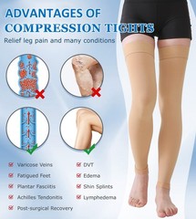 MGANG 20-30mmHg Thigh High Compression Medium (1 Pair), 20-30mmhg Beige