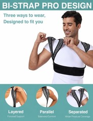 Enthra Posture Corrector for Women Men, BI-Strap Back M/L, Dark Gray