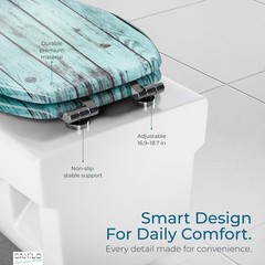 SANILO Wooden Toilet Seat with Soft Close [ELONGATED] – Decorative, Lumber