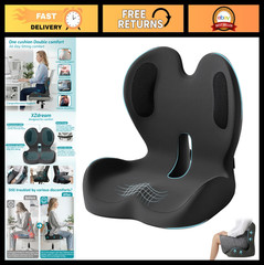 Ergonomic Memory Foam Seat Cushion with Lumbar Support for Office & Car – Pain R