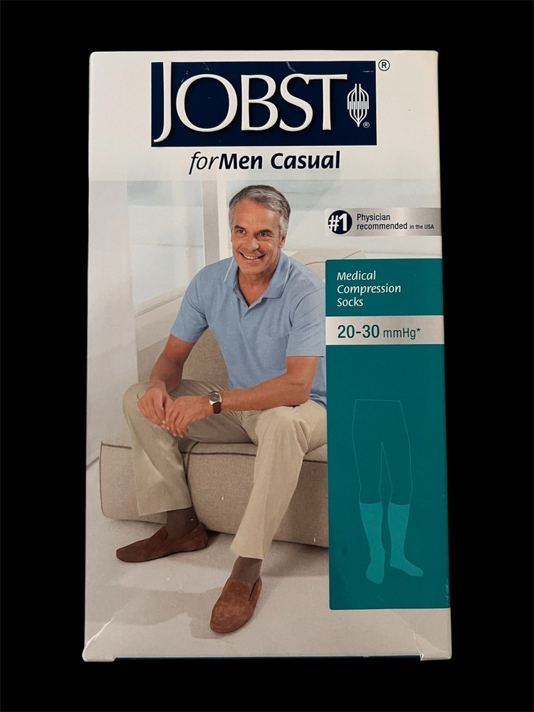 Jobst Mens Formen Casual Knee High Compression Socks 20-30mmHg Large Black New