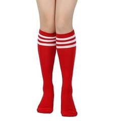 Womens Stripes Knee High Tube Socks Casual Athletic Sport Socks One Size Red