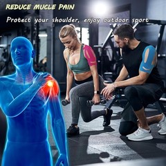 12PCS Precut Kinesiology Tape for Shoulder Pain Relief Waterproof Elastic Tape