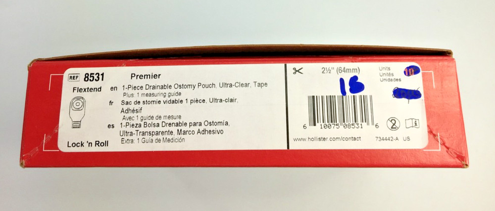 15 Hollister 8531 Premier Colostomy 1-Pc 2½“ Drainable Pouch Exp 2029