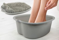 ZENVY Foot Bath Tub and Silicone Foot Scrubber Massage Mat Set for Soothing A…