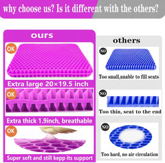 Plus Size Gel Seat Cushion for Long Sitting, Large Cooling Supportive Seat Pad f
