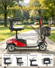 300Lbs Electric Mobility Scooter 4 Wheels Big Space W/ Rear Mirrors