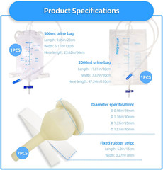 Latex Condom Catheter External Self-Sealing Set, Thick Tube,500Ml Leg Bag *1, 20
