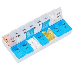 7 Day Pill Organizer with Large 14 Compartments, Weekly Portable Pill Box 2 Pack