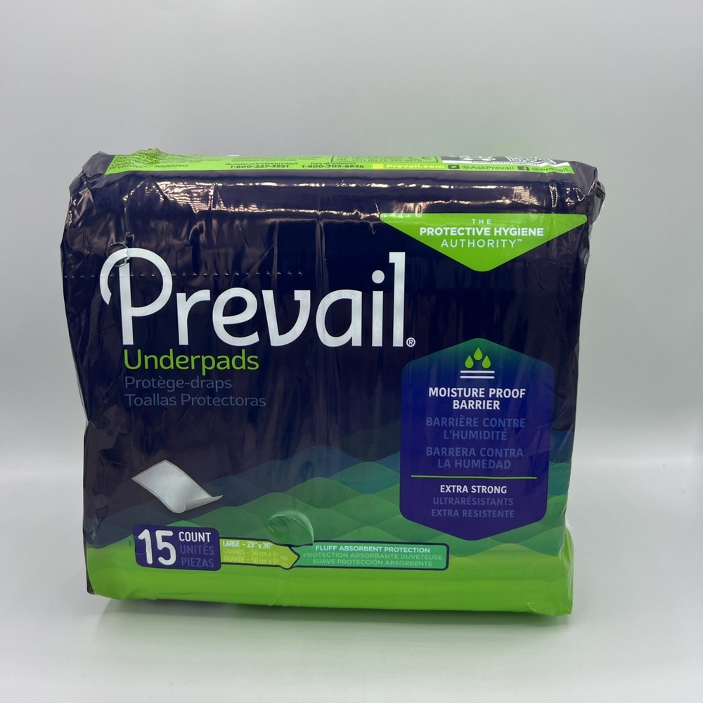 Prevail Underpads 15 count Adult Large Incontinence Underpads