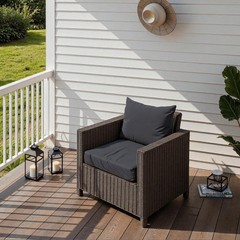 Outdoor Seat Cushion Set 24 x 24 x 4 Inch, Waterproof & 24 x 24 Grey
