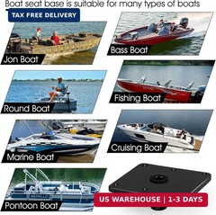 Aluminum Boat Seat Base, 7 x7 Inches, Boat Seat Pedestal Base Black 2 Pack