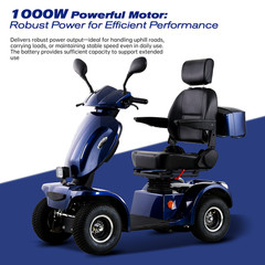 1000W 4-Wheel Heavy Duty Mobility Scooters w/ 16″ Tire for Seniors 500lbs 15MPH