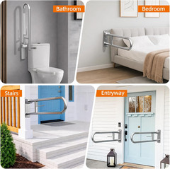 Heavy Duty Toilet Grab Bar 29.5 In, 440 Lbs Load Capacity, Anti-Slip Flip up Han