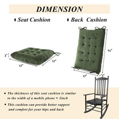 FlyGulls Rocking Chair Cushions Indoor Velvet Pads 2 Pieces Set, Green