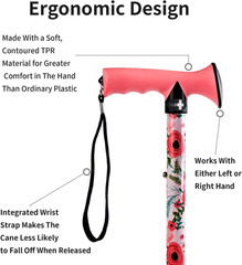 Walking Cane for Seniors, Lightweight Aluminum, Foldable, Adjustable Height, Non