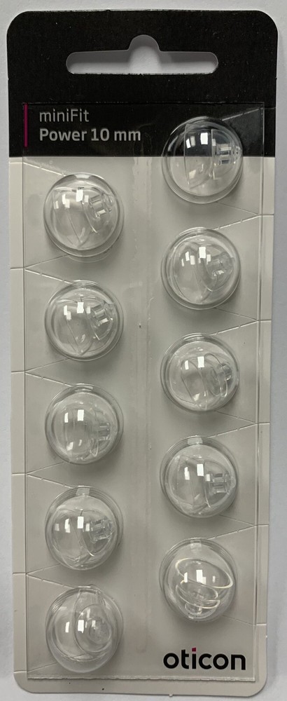 1 Pack Oticon miniFit 10mm Power Domes For Hearing Aids. 10 Domes Total.