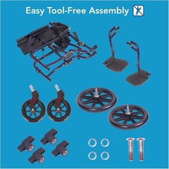 Ultra Lightweight 25 lbs Transport Wheelchair with 19″ Seat – Foldable & Safe