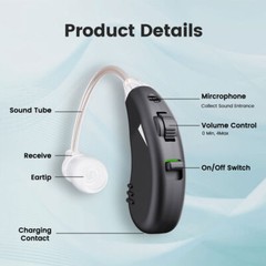 JINGHAO Digital Hearing Aid 18H Battery, Noise Reduction, USB Rechargeable
