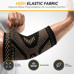 Copper Elbow Compression Sleeve, 2 Pack Elbow Brace for Tendonitis and Tennis…