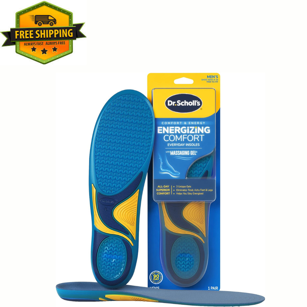 Dr Scholls Insoles Men WORK Massaging Gel Full Shoe Insole Sz 8-14 (1 pair)