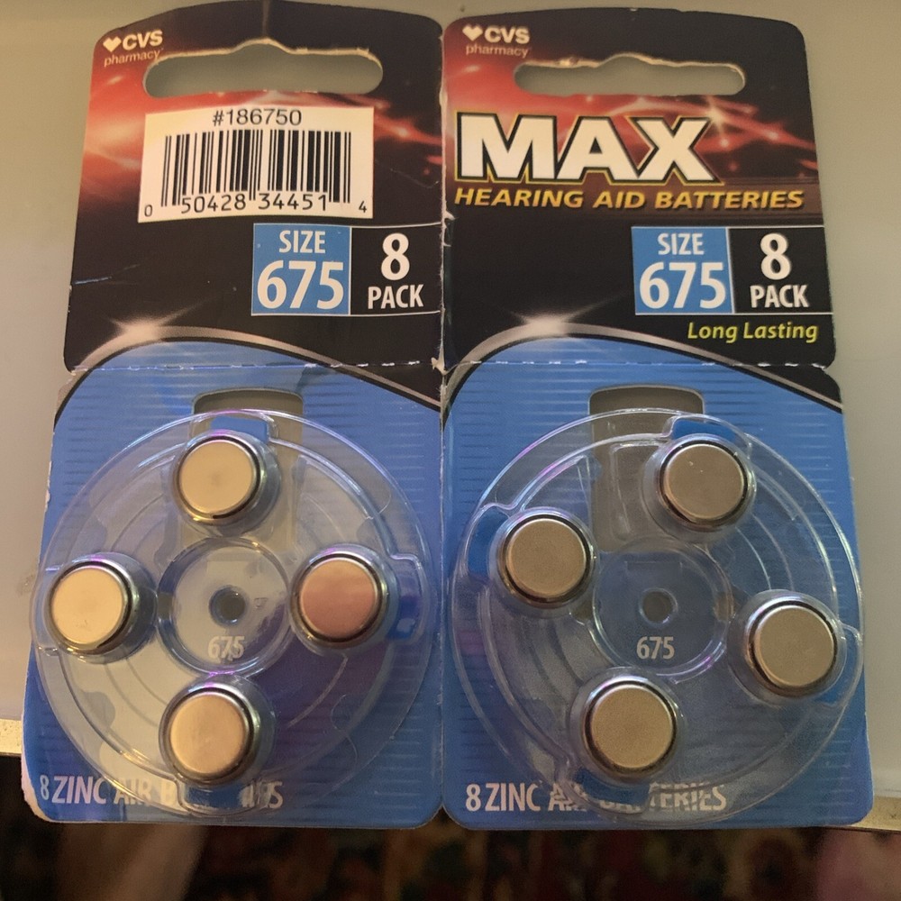 CVS Max Hearing Aid Batteries Size 675 2( 8 Pack) NEW Exp 8/27 Or Higher