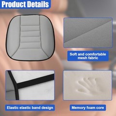 Car Seat Cushion Pad, Memory Foam Automotive Butt Cushion with Non-Slip Grey