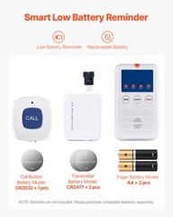 VEVOR Early Alert Bed Alarm System Wireless Bed Sensor Pad Call Button & Pager