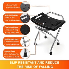 400lbs Capacity Folding Stainless Steel Elderly Shower Chair for Inside Shower