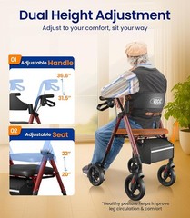 Z21 Rollator Walker for Seniors | 350lb | 8″ All Terrain Wheels | Comfort Seat