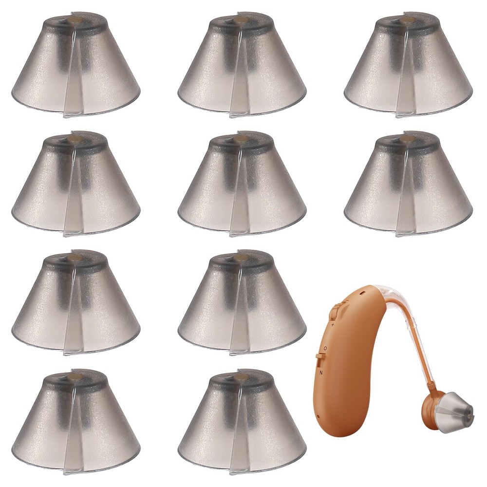 Hearing Aid Domes Replacement – 10 Pcs Dark Gray Tulip Tips for Standard Receive