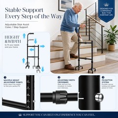 Stair Climbing Assist Cane with Adjustable Height & 8-Claw Base for Seniors