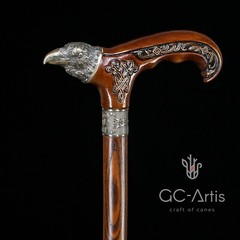 Raven Walking Stick Cane Solid Bronze Brass Metal Staff Wooden Handle Shaft