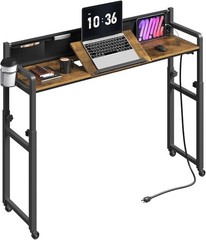 Recliner Table W/ Wheels Overbed Table Height Adjustable W/ Charging Station