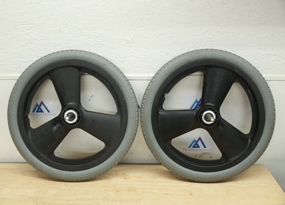 PAIR 16″ FLAT FREE Mag Wheels Tires for Quickie Iris Wheelchairs Zippie TS Xcape