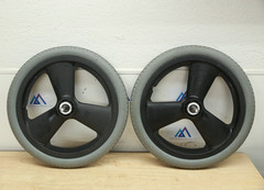 PAIR 16″ FLAT FREE Mag Wheels Tires for Quickie Iris Wheelchairs Zippie TS Xcape
