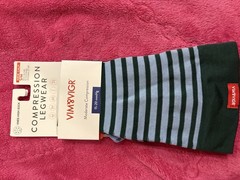 VIM & VIGR Knee High Compression Socks 15-20 mmHg Green/Blue Striped