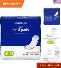 Maxi Pads For Periods- Thick, Super Absorbency, Unscented, 48 Count, 1 Pack