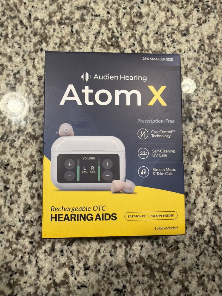 AUDIEN HEARING ATOM X RECHARGEABLE OTC HEARING AIDS BRAND NEW FREE SHIPPING