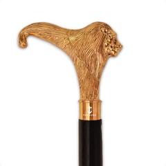 Antique Brass Lion Handle Wooden Cane – Black Wood Stick – Fancy, Stylish, Vi…