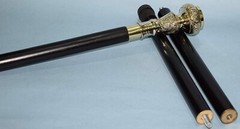Brass Knob Compass on Top Handle Vintage Black Foldable Wooden Walking Stick Can
