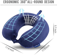 Fabuday Travel Pillow Memory Foam – Head Neck Support Adult Size, Blue