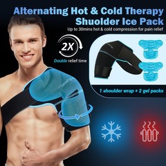 Comfytemp Shoulder Ice Pack Wrap Brace Compression Sleeve S/M, Black