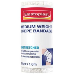 2 x Elastoplast Crepe Bandage Medium Weight Support Strain & Sprains 10cm x 1.6m