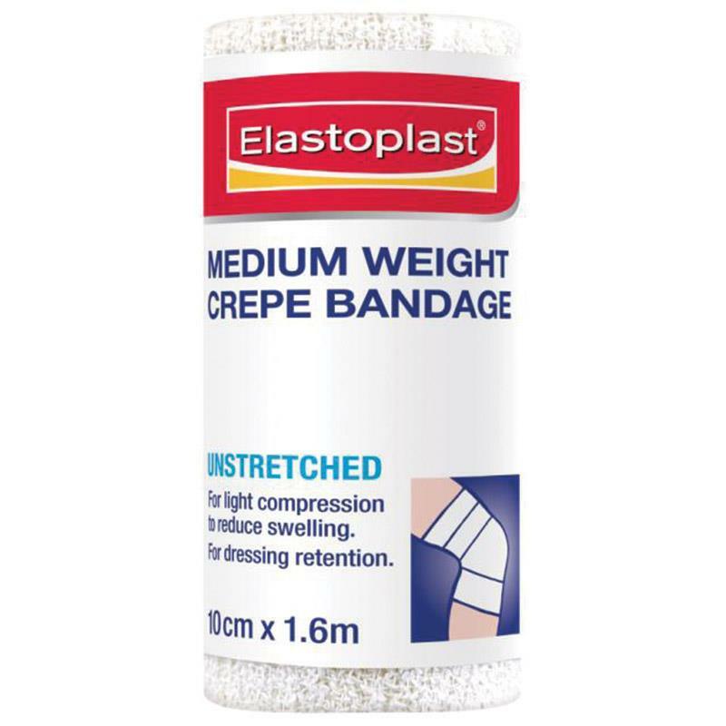 Elastoplast Crepe Bandage Medium Weight Supports Strains & Sprains 10cm x 1.6m