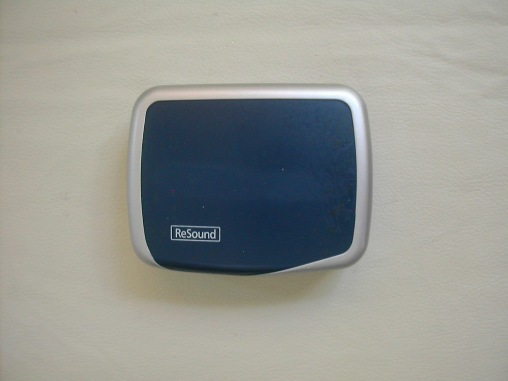 Genuine Resound Hearing Aid Case Very Dark Blue & Silver 3.75″Lx3″W