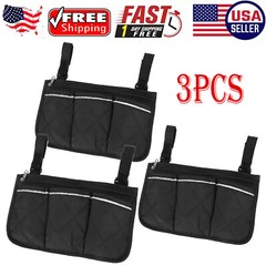 3X Wheelchair Side Pouch Storage Bag Armrest Pocket Organizer Holder Pocket US